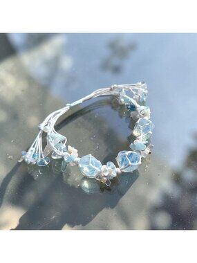 Blue Fluorite Bracelet Fairycore Crystal Jewelry Cottagecore Gemstone Adjustable